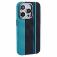 Чохол для iPhone 13 Pro Max, Carbon Fiber MagSafe, чорний / синій