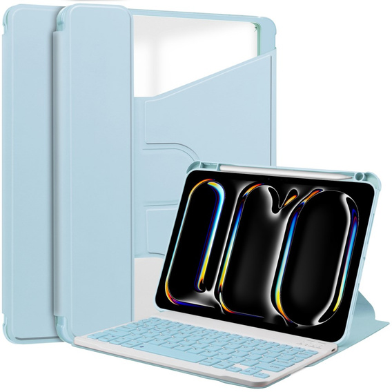 Чехол клавиатура для iPad Pro 11" 2024 (5 gen.), Rotary 360° Leather, светло-голубой