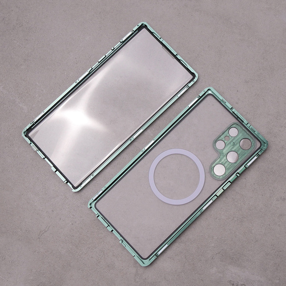 Магнітний чохол Dual Glass MagSafe для Samsung Galaxy S22 Ultra, зелений