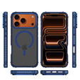 Матовый чехол для iPhone 17 Pro, бронированный, для MagSafe, дымчатый с синими боками