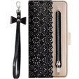 Чохол-кришка для Samsung Galaxy A25 5G, Wallet Pocket Zipper Lace, чорний