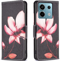 Откидной чехол для Xiaomi Redmi Note 13 Pro 5G, Wallet, Lotus чёрный