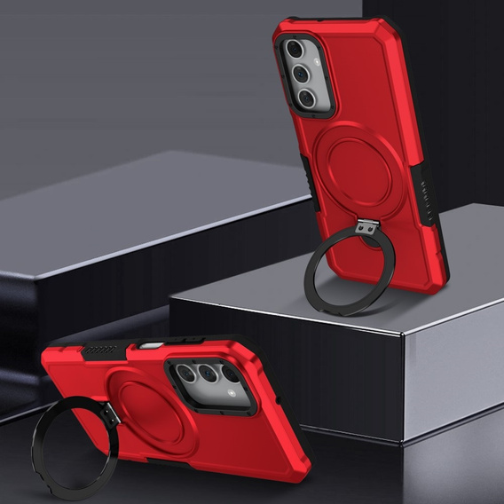 Чехол до Samsung Galaxy A15 5G, Kickstand Ring, чёрный + стекло 9H