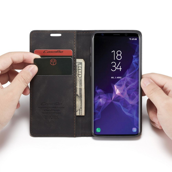 Чехол CASEME для Samsung Galaxy S9, Leather Wallet Case, чёрный