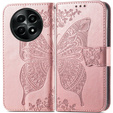 Откидной чехол для Realme 12, Butterfly, розовый rose gold