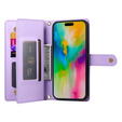 Откидной чехол для iPhone 16 Pro Max, Wallet Zipper Pocket, фиолетовый
