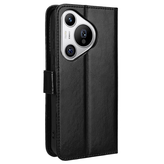 Откидной чехол для Huawei Pura 70, Crazy Horse Wallet, чёрный