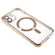 Чехол для iPhone 12, Electro MagSafe, золотой + стекло для экрана
