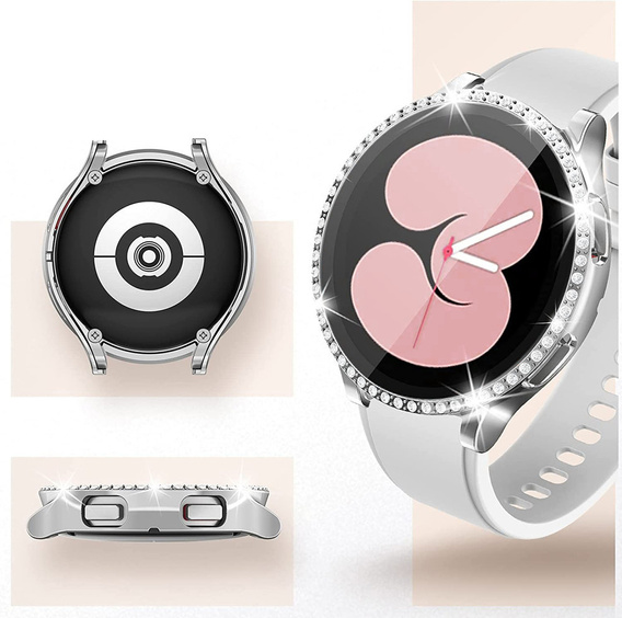 2в1 чехол и защитное стекло для часов Samsung Galaxy Watch 5 44mm, Silver