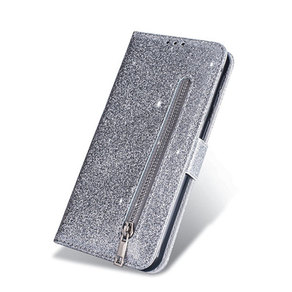 Чохол-книжка для Xiaomi Redmi Note 8 Pro, Wallet Zippered, сріблястий