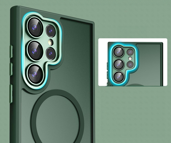 Чехол для Samsung Galaxy S25 Ultra, для MagSafe, ERBORD Matt Case, зелёный + стекло для экрана
