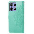 Откидной чехол для Motorola Edge 50 Pro, Mandala, зелёный