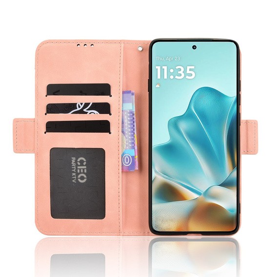 Футляр з клапаном для Motorola Edge 60 / 60 Fusion, Card Slot, рожевий