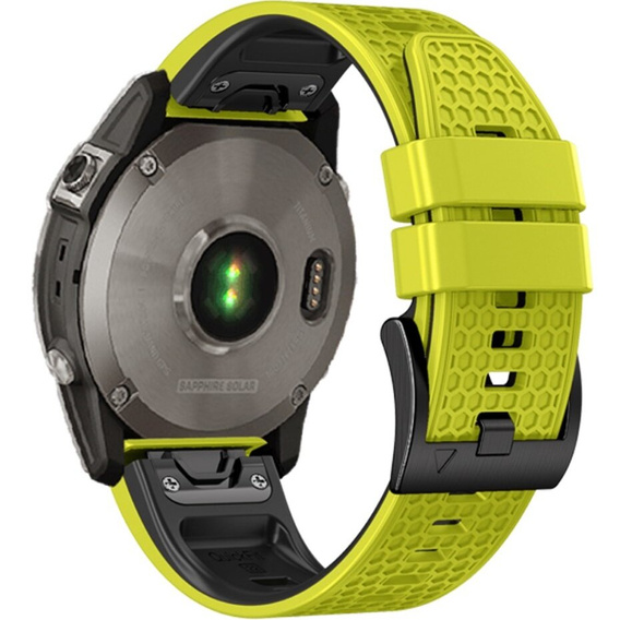 Силиконовый ремешок для Garmin Fenix 7 / Forerunner 965 / 955 / 945 / 935, жёлтая / черный 