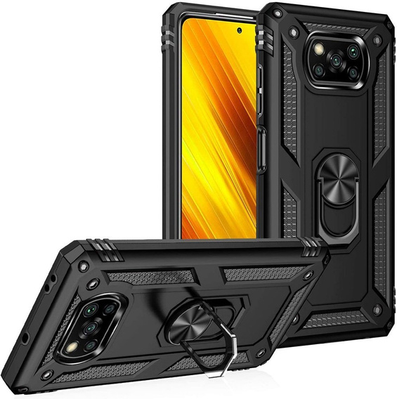 Бронированный Чехол до Xiaomi Poco X3 NFC, Nox Case Ring, чёрный
