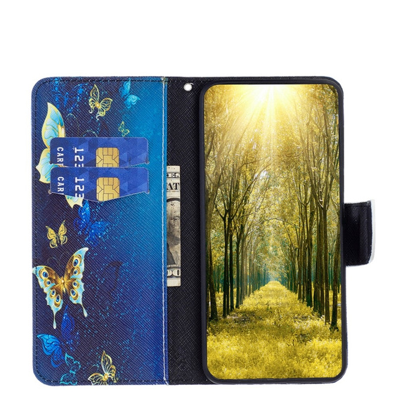 Откидной чехол для Xiaomi Redmi Note 13 Pro 5G, Wallet, Butterflies синий