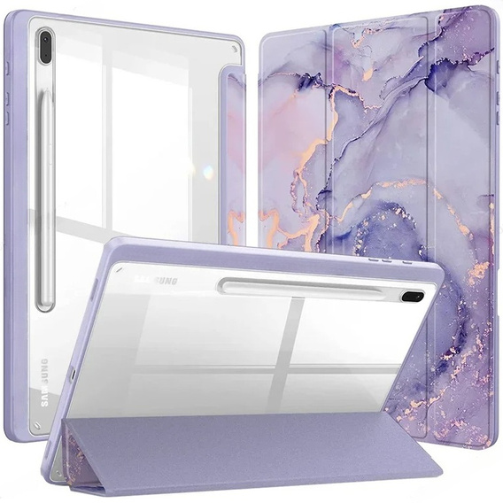 Чехол для Samsung Galaxy Tab S10 FE+ Plus, Smartcase Hybrid, с местом для стилуса, Marble фиолетовый