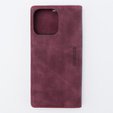 Чохол для iPhone 15 Pro Max, ERBORD Vintage, гаманець з клапаном, червоний