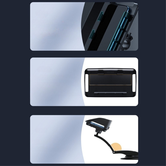 Автомобильный держатель для кабины / лобового стекла, с присоской, поворотный, черный