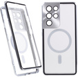 Магнітний чохол Dual Glass MagSafe для Samsung Galaxy S21 Ultra, сріблястий