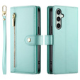 Откидной чехол для Samsung Galaxy S24 FE, Wallet Zipper Pocket, зелёный