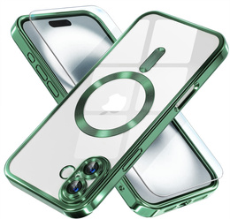 Чохол для iPhone 16, Electro MagSafe, зелений + Скло на екран
