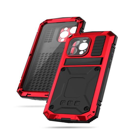 Чехол для iPhone 15 Pro Max, R-JUST, бронированный, красный / черный