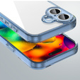 Чехол для iPhone 17, с крышкой камеры, прозрачный с синими боками