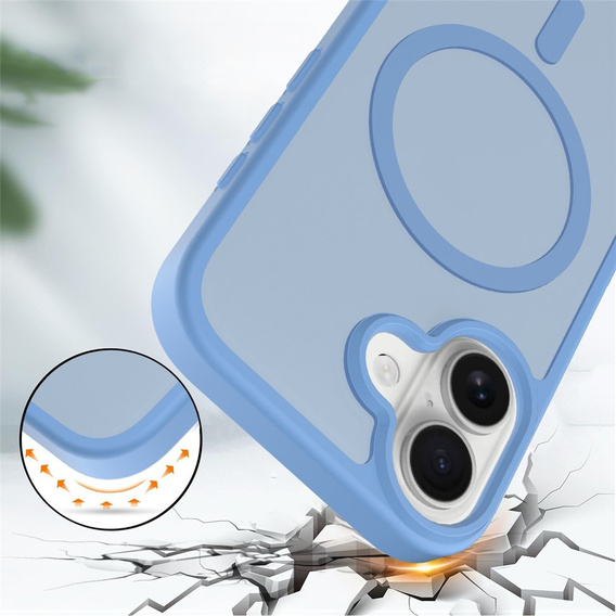 Матовый чехол для iPhone 17, для MagSafe, полупрозрачный синий