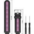 Силіконовий ремінець для Garmin Forerunner 22mm, Black/Rose