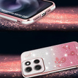 Чехол для Motorola Moto G86 5G, Glitter Flower, розовый rose gold