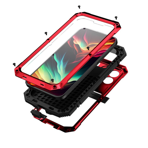 Чехол для iPhone 15 Pro, R-JUST, бронированный, красный / черный