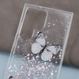 Чехол для Samsung Galaxy S24 Ultra, Glitter Butterfly, белый