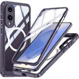 Чехол для Samsung Galaxy S25 Edge, Shockproof, со стеклом, для MagSafe, фиолетовый