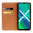 Чехол для Samsung Galaxy A15, кожаный чехол-книжка, красный + стекло