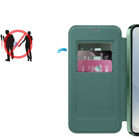 Чохол-книжка для Samsung Galaxy S25, RFID Wallet MagSafe CamShield, зелений