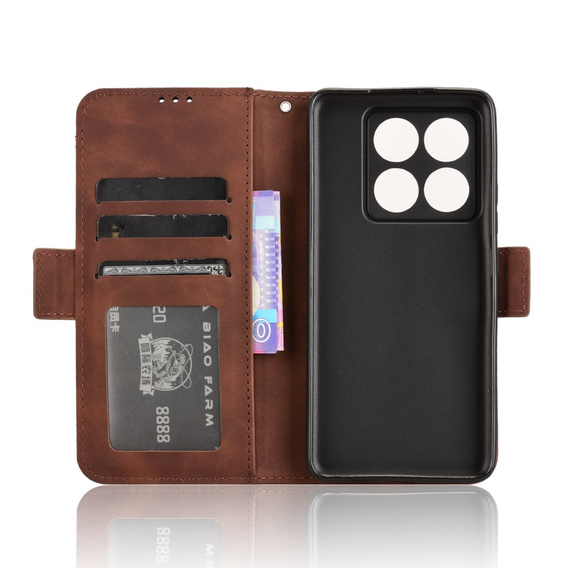 Футляр з клапаном для Xiaomi 14T Pro, Card Slot, коричневий