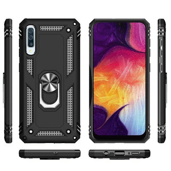 Бронированный Чехол до Samsung Galaxy A50 / A30s, Nox Case Ring, чёрный