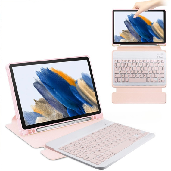 Чехол клавиатура для Samsung Galaxy Tab A9+, Rotary 360° Leather, розовый rose gold