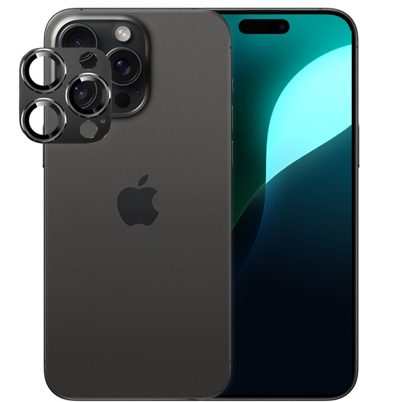 Скло для камери iPhone 16 Pro / 16 Pro Max, чорне з металевим покриттям ERBORD