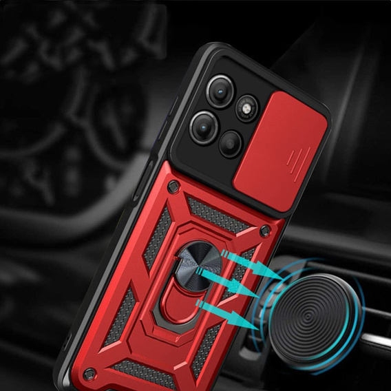 Чехол NOX Camera Slide Motorola Moto G15 / Motorola Moto G15 Power, CamShield Slide, красный