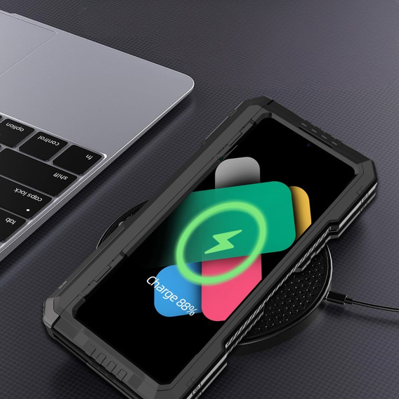 Бронечохол для Samsung Galaxy Z Fold6 5G, алюмінієвий, з підставкою та місцем для стилуса, червоний