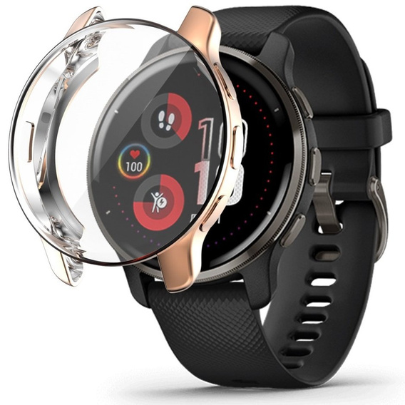 Чехол 2в1 с защитой экрана для часов Garmin Venu 2 Plus, Rose gold