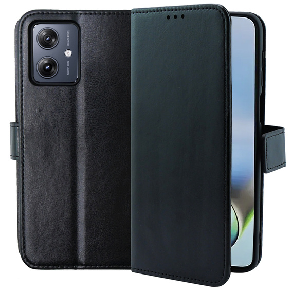 Откидной чехол для Motorola Moto G54 5G, Crazy Horse Wallet, чёрный