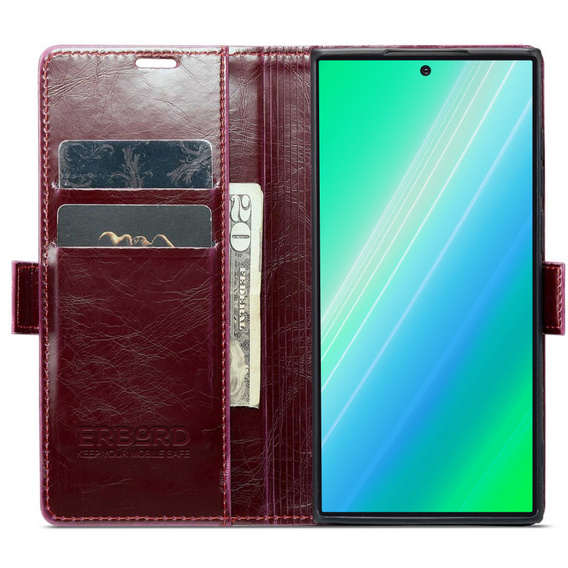 Откидной чехол для Samsung Galaxy S23 Ultra, ERBORD Waxy Wallet, красный