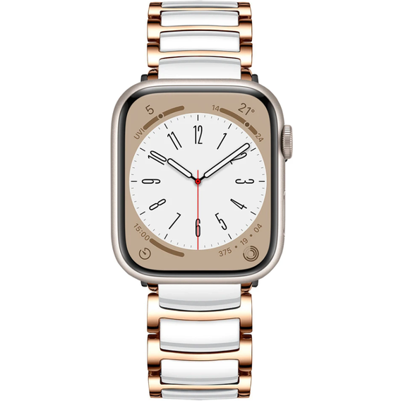 Браслет Stainless до Apple Watch 1/2/3/4/5/6/7/SE 42/44MM - Rose Gold/White