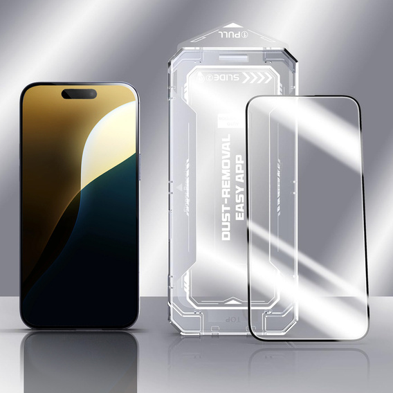 2x Скло захисне загартоване для iPhone 16 Pro Max, ERBORD Easy App Full Screen Protector