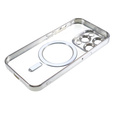 Чохол для iPhone 14 Pro, Electro MagSafe, сріблястий + Скло на екран