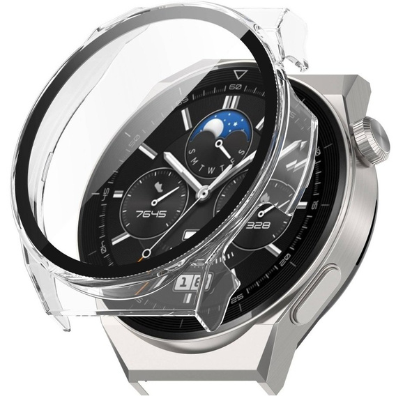 Силиконовый футляр со встроенным защитным стеклом до Huawei Watch GT 3 Pro 46mm, Transparent White