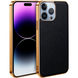Чехол до iPhone 13 Pro, Cowhide Leather, чёрный